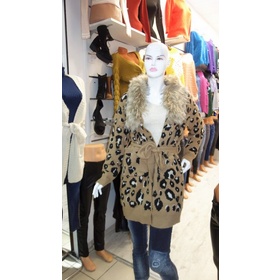 Cardigan cu guler din blana ecologica